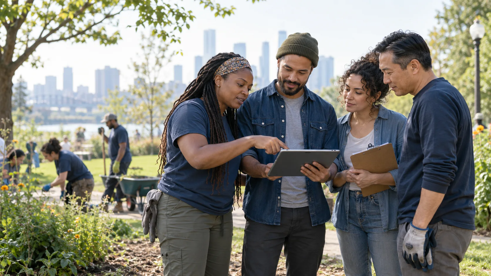 Community volunteers coordinating a neighborhood program